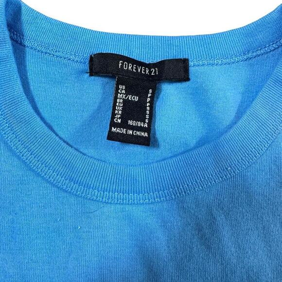 Forever 21 Y2K Rhinestone Baby Tee Women’s Small Blue Wild Child Graphic Mcbling - Picture 5 of 7